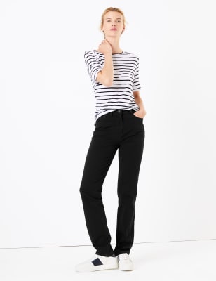 Cotton Rich Stretch Straight Leg Trousers