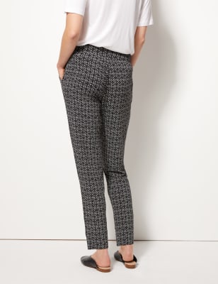 Ankle grazer trousers in chevron print with elasticated waist