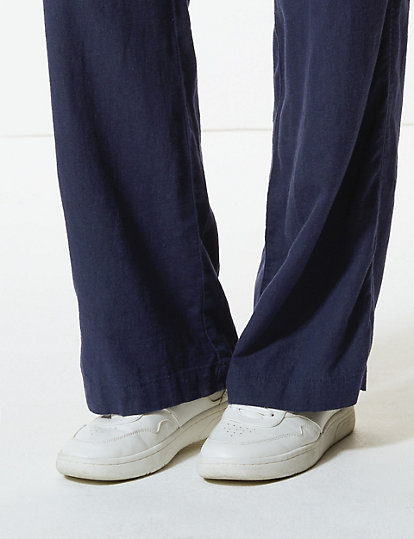Linen Rich Wide Leg Trousers
