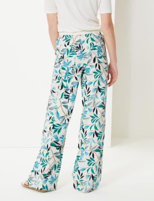 Palm print outlet wide leg trousers