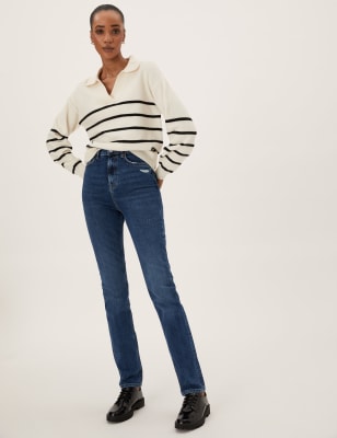 

M&S Collection Jeans straight slim de cintura altaWomens - Dark Indigo Mix, Dark Indigo Mix