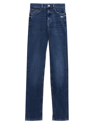 

Womens M&S Collection High Waisted Slim Straight Leg Jeans - Dark Indigo Mix, Dark Indigo Mix