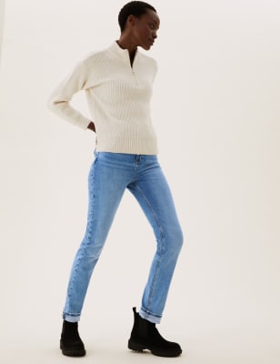 High Waisted Slim Straight Leg Jeans - FI