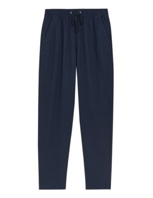 M&S Womens Linen Rich Tapered Ankle Grazer Trousers