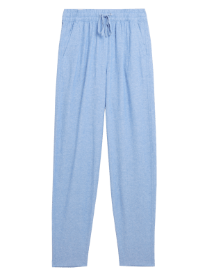 

Womens M&S Collection Linen Rich Tapered Ankle Grazer Trousers - Light Chambray, Light Chambray