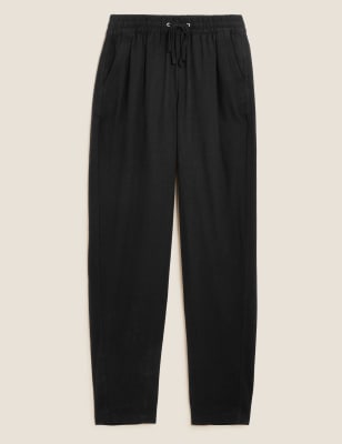 

M&S Collection Pantalón tapered al tobillo de linoWomens - Black, Black