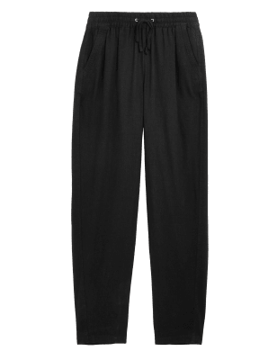 

M&S Collection Pantalón tapered al tobillo de linoWomens - Black, Black