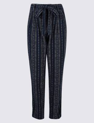 striped tie waist trousers