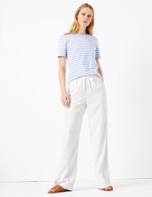 Linen Rich Wide Leg Trousers