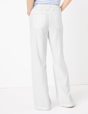 Marks and spencer ladies deals wide leg linen trousers