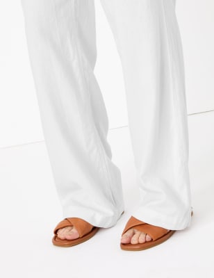 Next ladies white outlet linen trousers