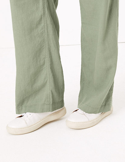 Linen Rich Wide Leg Trousers