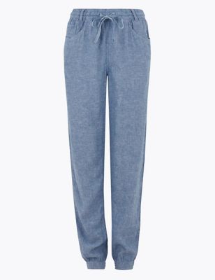 Linen Tapered Trousers 