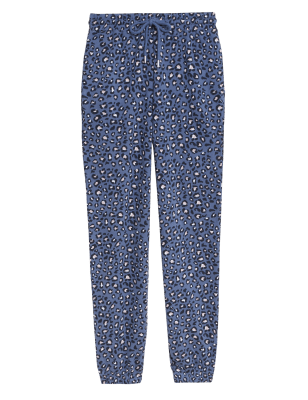 

M&S Collection Pantalón deportivo tapered 100% algodón con estampado animalWomens - Blue Mix, Blue Mix