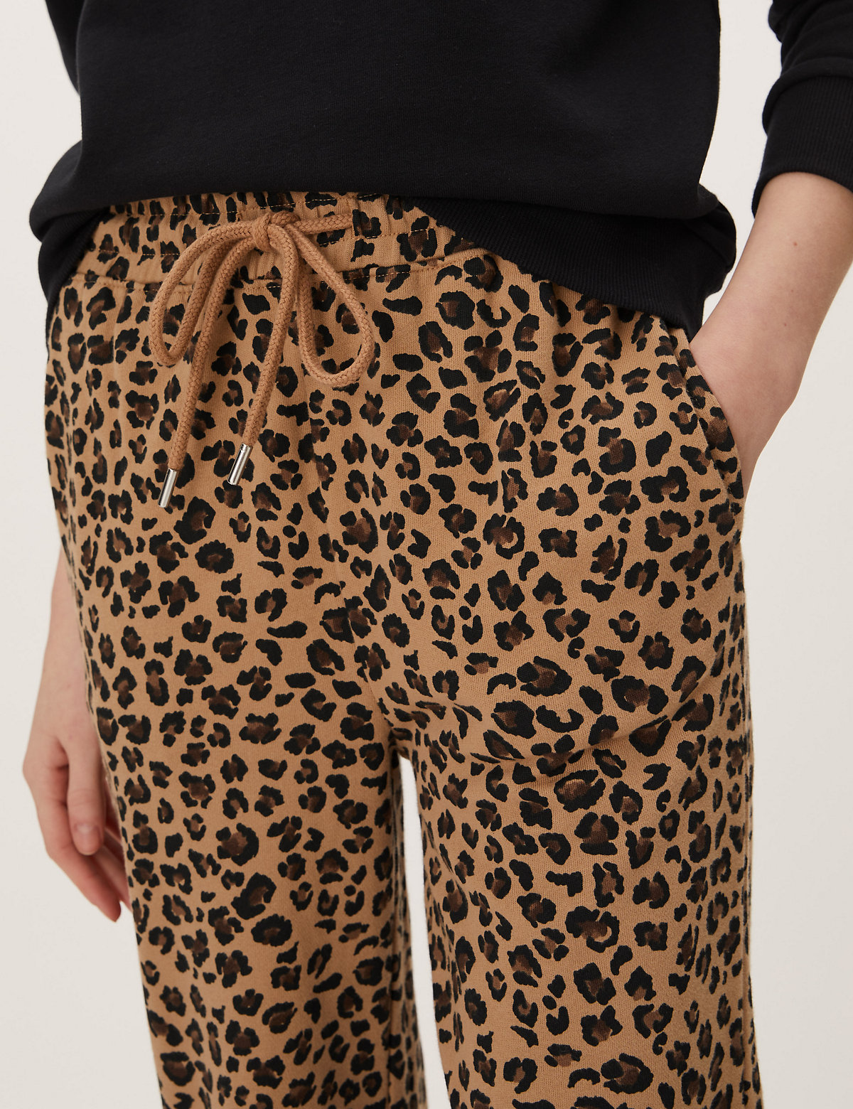 Pure Cotton Animal Print Tapered Joggers