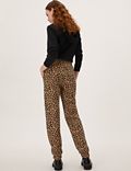 Pure Cotton Animal Print Tapered Joggers