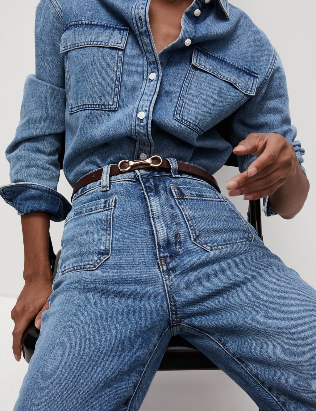 Patch Pocket Flare High Waisted Jeans image 1