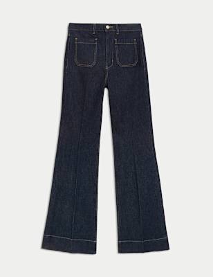 High Waisted Crease Front Flared Jeans, M&S Collection