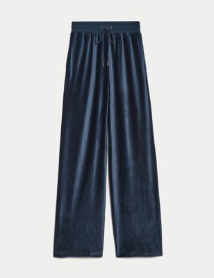 

Womens M&S Collection Velour Wide Leg Joggers - Navy, Navy