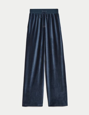 

Womens M&S Collection Velour Wide Leg Joggers - Navy, Navy