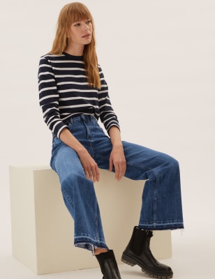 

Womens M&S Collection Bequeme Bootcut-Jeans mit hohem Bund - Dark Indigo, Dark Indigo