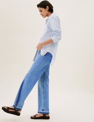 

Womens M&S Collection High Waisted Relaxed Bootcut Jeans - Light Indigo, Light Indigo