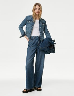 Slouchy Mid Rise Wide Leg Jeans - CA