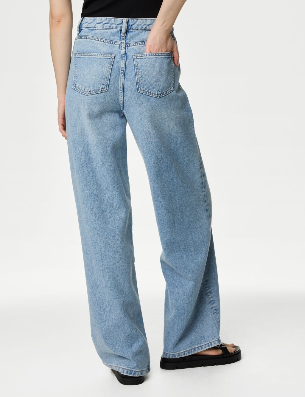 Slouchy Mid Rise Wide Leg Jeans image 4