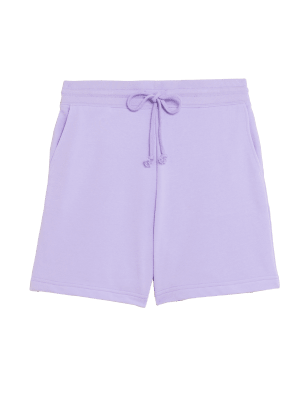 

Womens M&S Collection Cotton Rich Jersey High Waisted Shorts - Light Lilac, Light Lilac