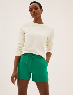 

M&S Collection Pantalón corto de cintura alta de punto de algodónWomens - Emerald, Emerald