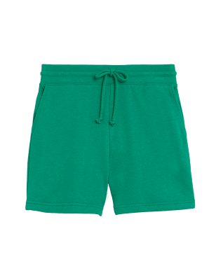 

Womens M&S Collection Cotton Rich Jersey High Waisted Shorts - Emerald, Emerald