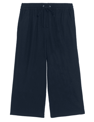 

M&S Collection Pantalón pesquero de pata ancha de linoWomens - Navy, Navy