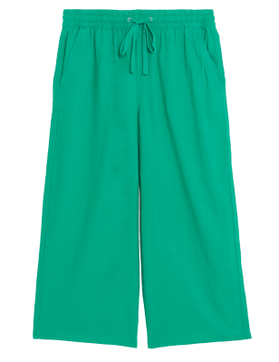 

Womens M&S Collection Linen Rich Wide Leg Cropped Trousers - Spearmint, Spearmint