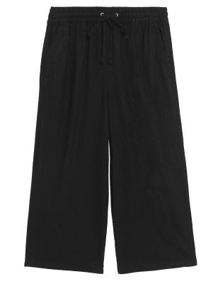 

M&S Collection Pantalón pesquero de pata ancha de linoWomens - Black, Black