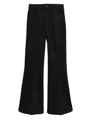 

Womens M&S Collection High Waisted Flared Jeans - Black, Black