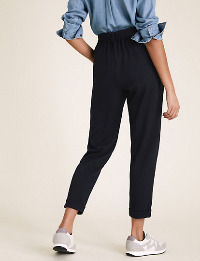 Jersey Belted Tapered Trousers