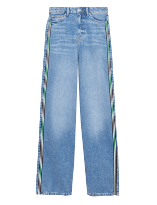 

M&S Collection Jeans de pata ancha de cintura alta con adorno lateralWomens - Light Indigo, Light Indigo