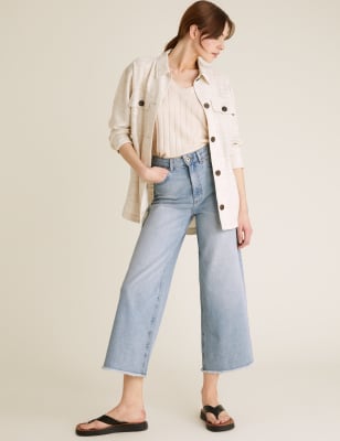 High Waisted Wide Leg Cropped Jeans