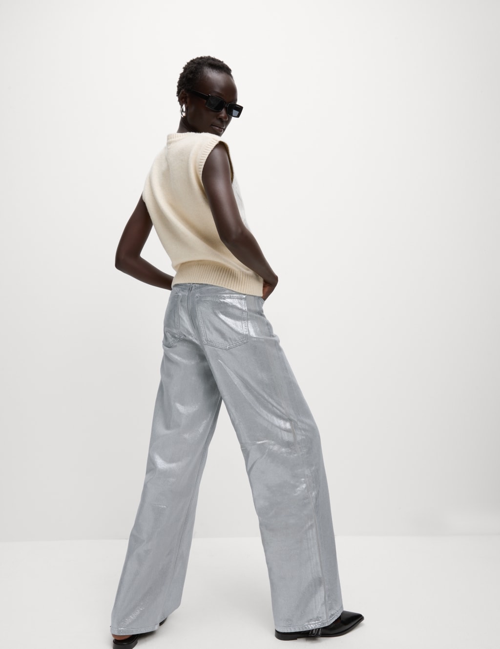 Metallic Wide Leg Jeans image 1