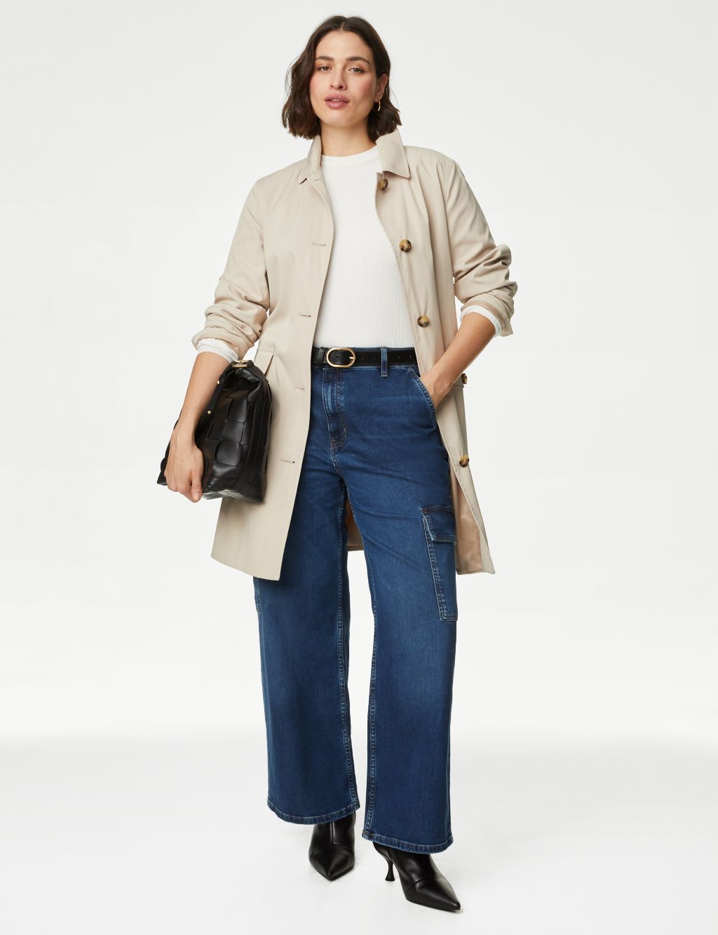 High Waisted Wide Leg Cargo Jeans image 3