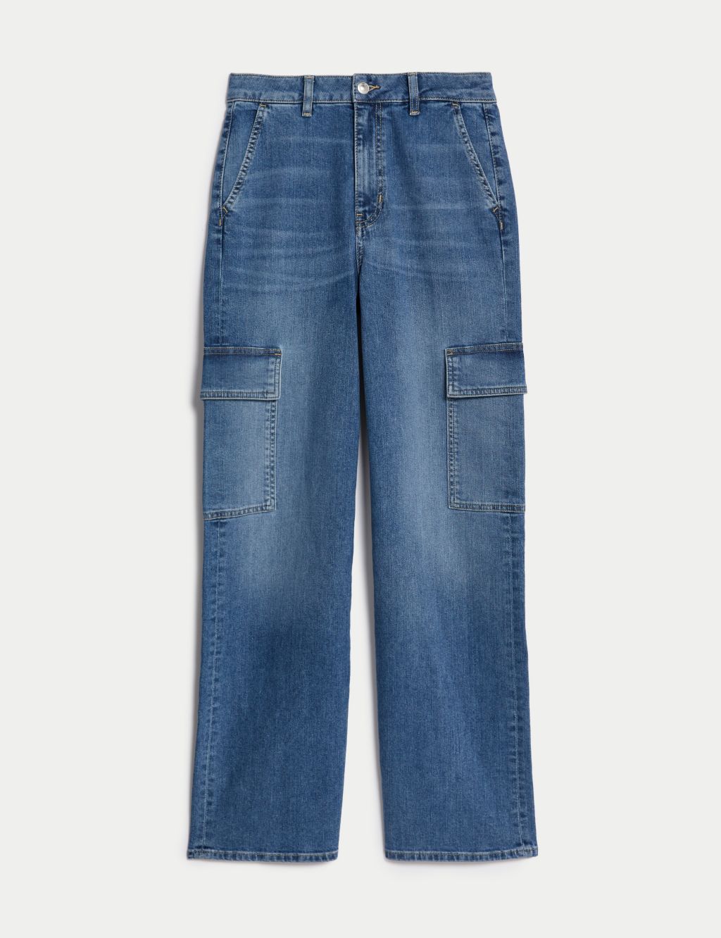 High Waisted Wide Leg Cargo Jeans image 2