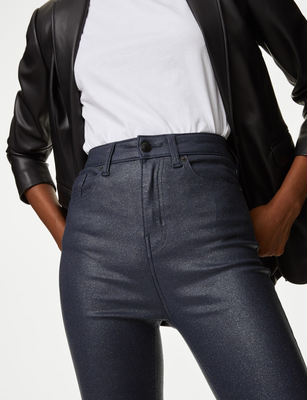 Ivy High Waisted Shimmer Skinny Jeans image 3