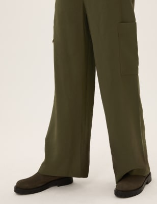 Utility Zip Detail Wide Leg Joggers