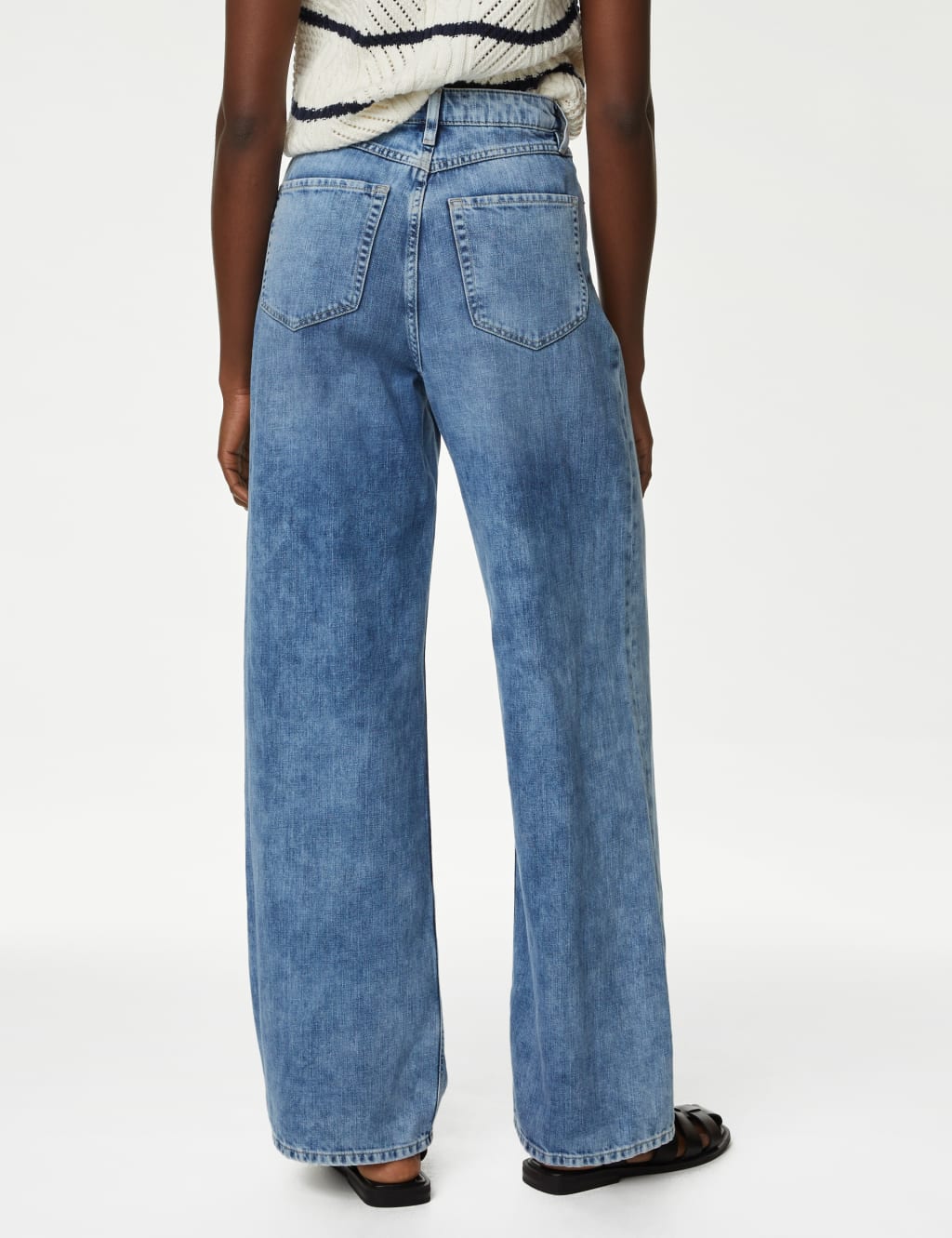 Linen Blend High Waisted Wide Leg Jeans image 3