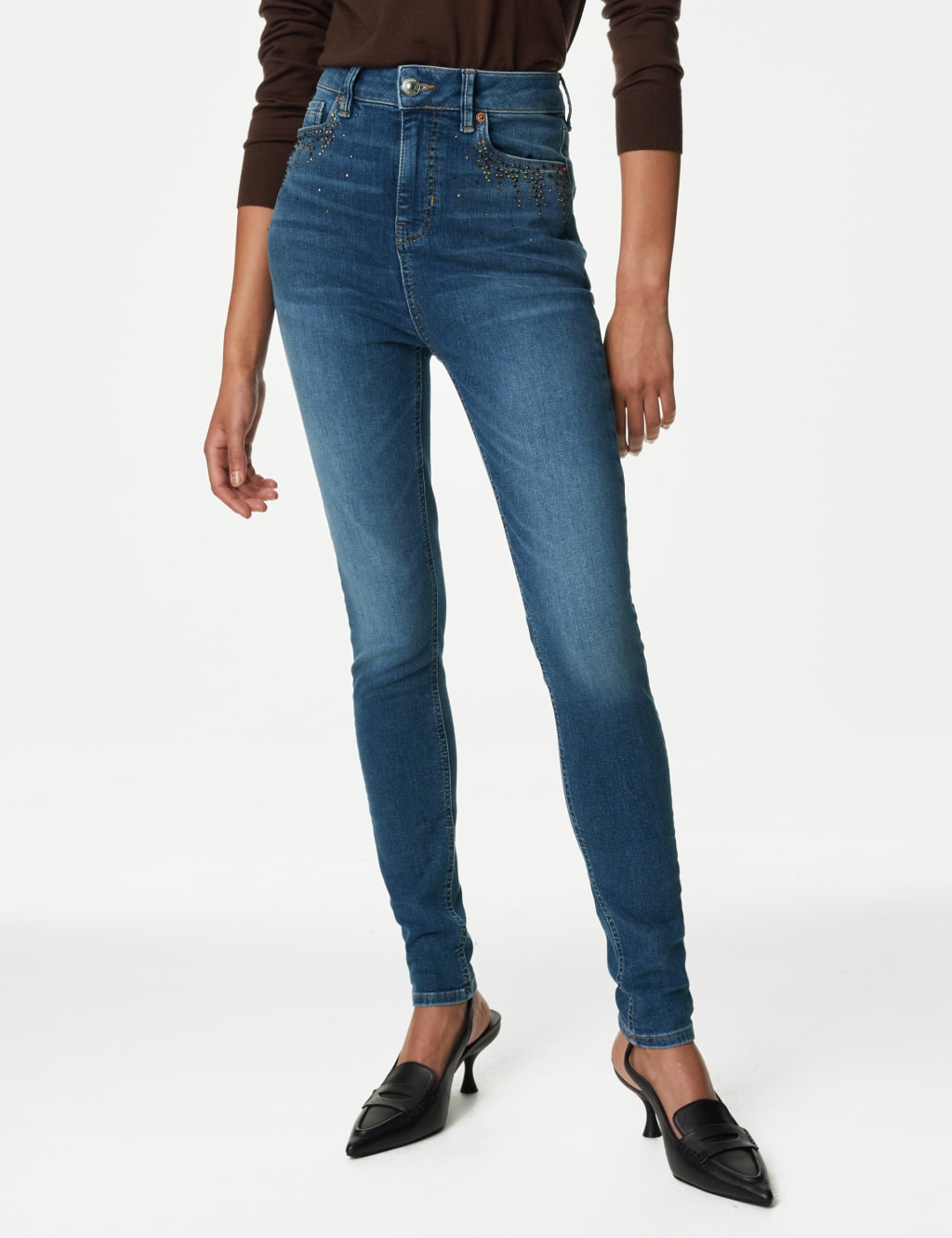 Ivy High Waisted Embellished Skinny Jeans image 4