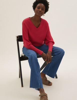 

Womens M&S Collection High Waisted Slim Fit Wide Leg Jeans - Dark Indigo, Dark Indigo