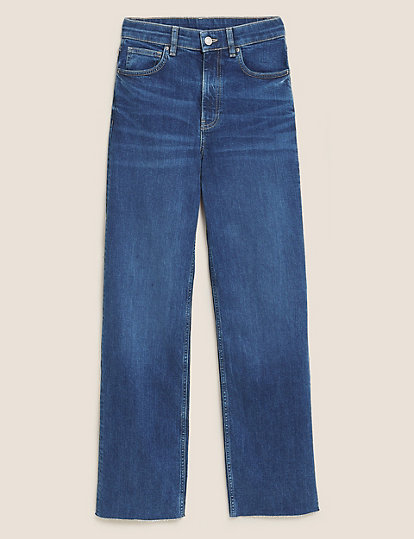 High Waisted Slim Fit Wide Leg Jeans