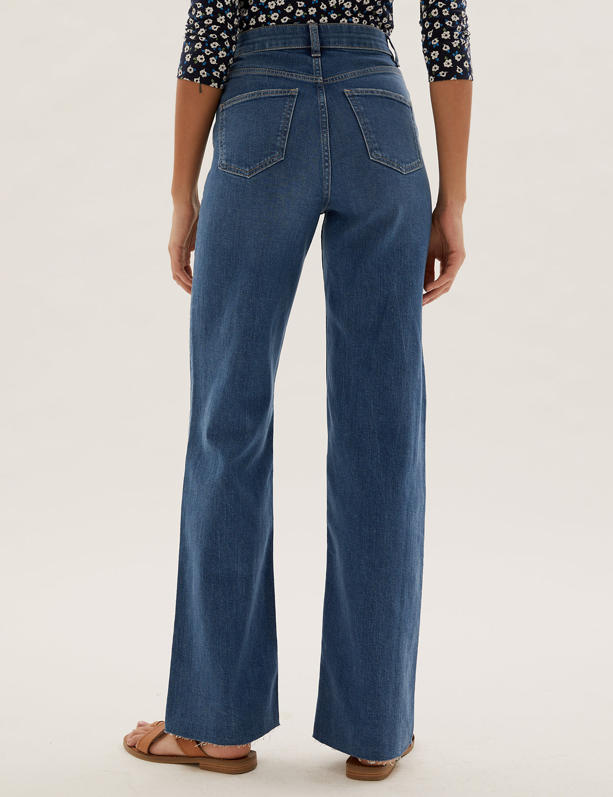 High Waisted Slim Fit Wide Leg Jeans