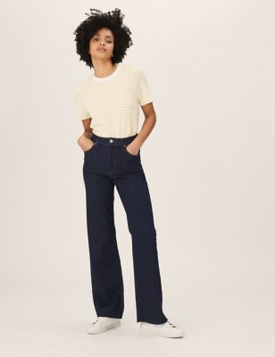 High Waisted Slim Fit Wide Leg Jeans - RS