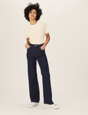 High Waisted Slim Fit Wide Leg Jeans M S JE